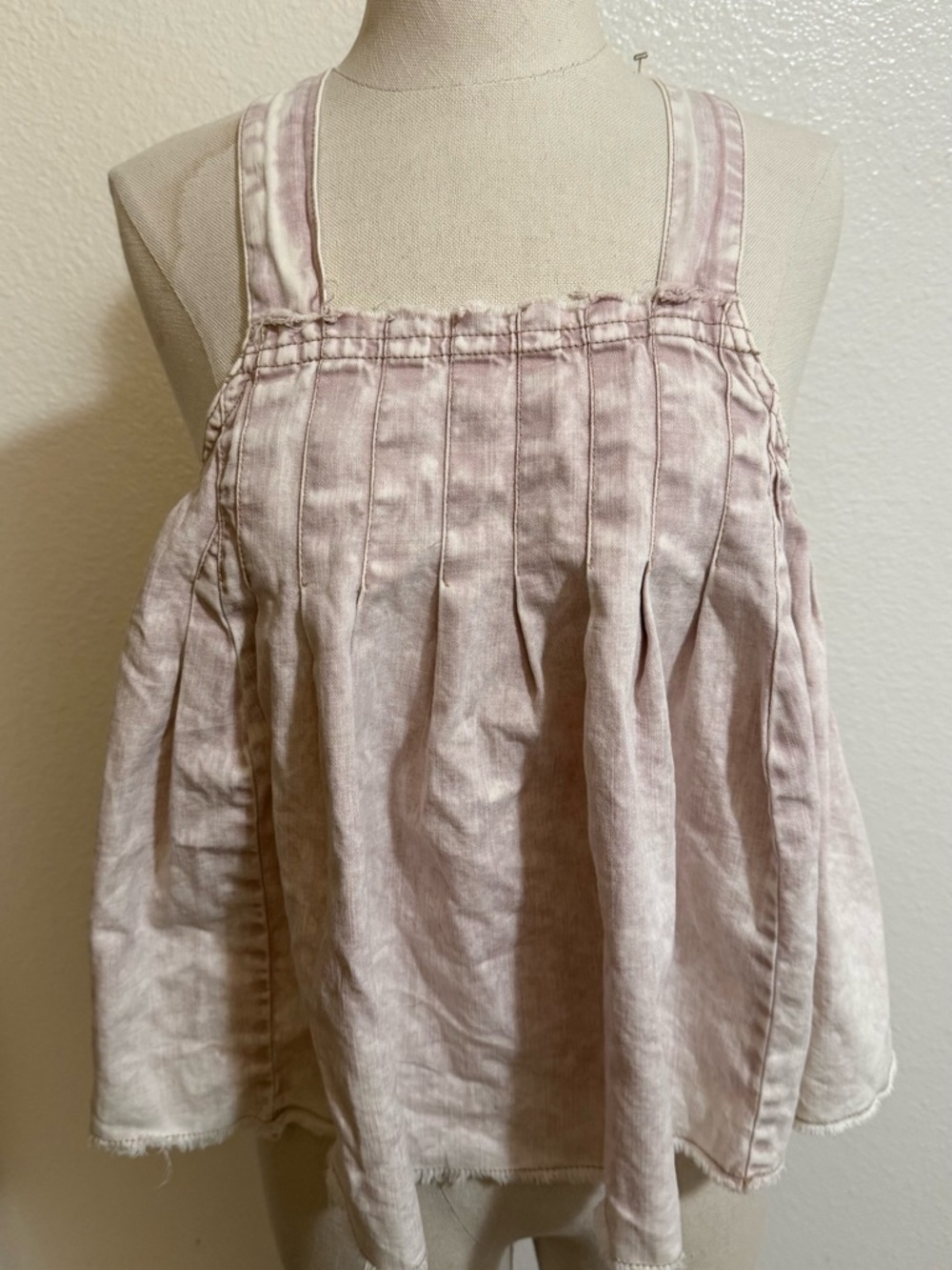 Free People Pale Blush Pleated Sleeveless Top